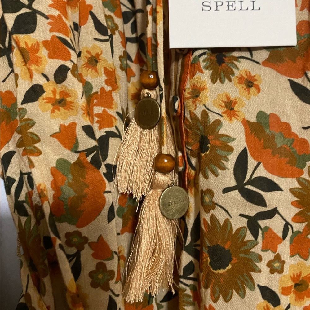 Spell IMPALA LILY TIE BLOUSE in Gold - Picture 6 of 7